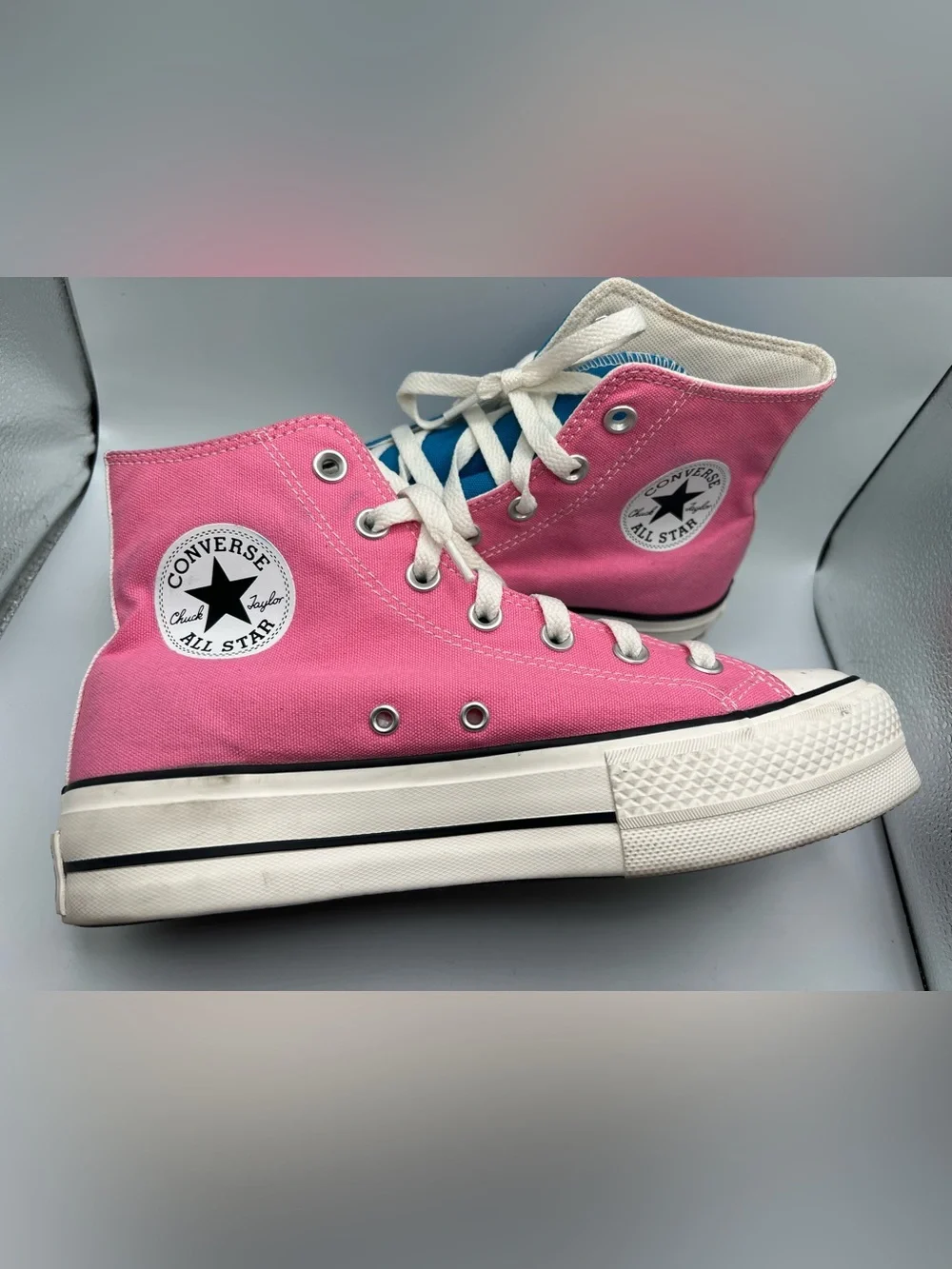 Converse Chuck Taylor All Star Lift Platform Hi Blue Pink Sneakers Women’s Sz 8